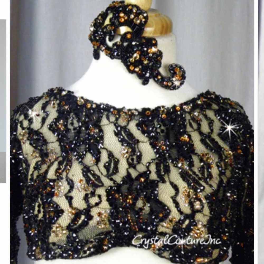 STUNNING custom Lyrical costume black lace and covered in Swarovski crystals!